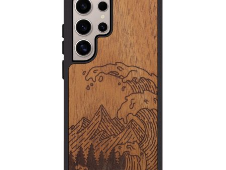 Galaxy S25 Ultra Wood Phone Case - Wave - Mahogany (Curated, 706266) Sale