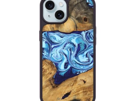 iPhone 15 Wood Phone Case - Janiah (Blue, 746963) Cheap